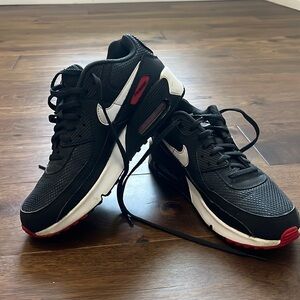 Black Red and White Nike Air Max. Shows some wear.